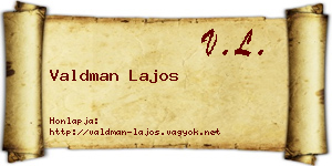 Valdman Lajos névjegykártya